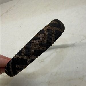 Fendi Black and Gold Jacquard Padded Headband